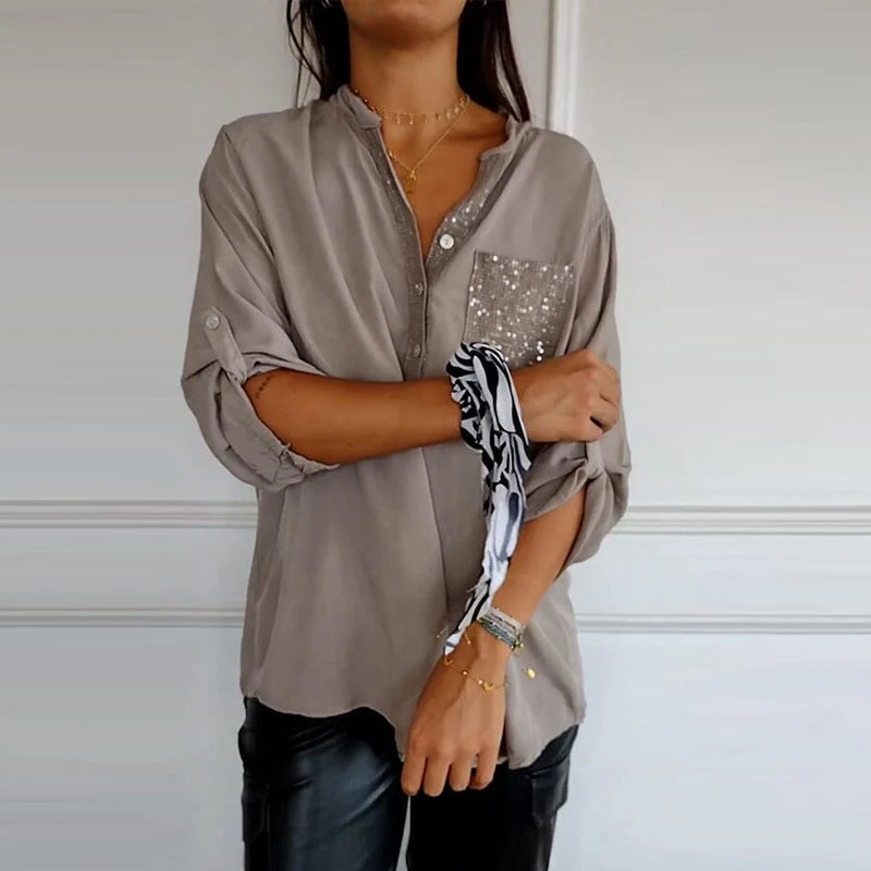 Clarissa™  Shimmering Sequin Mid-Length Shirt