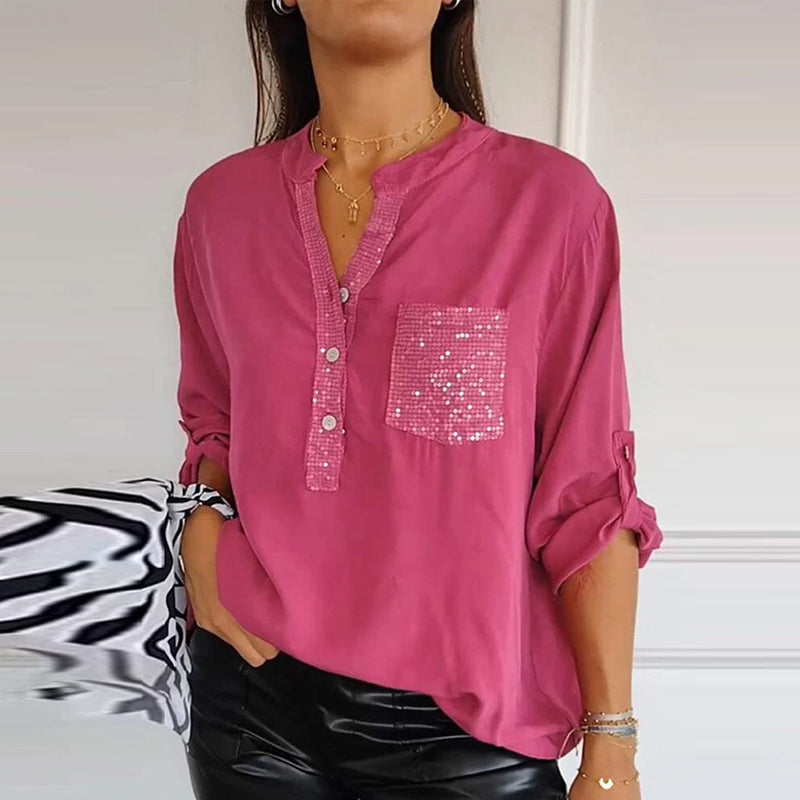 Clarissa™  Shimmering Sequin Mid-Length Shirt