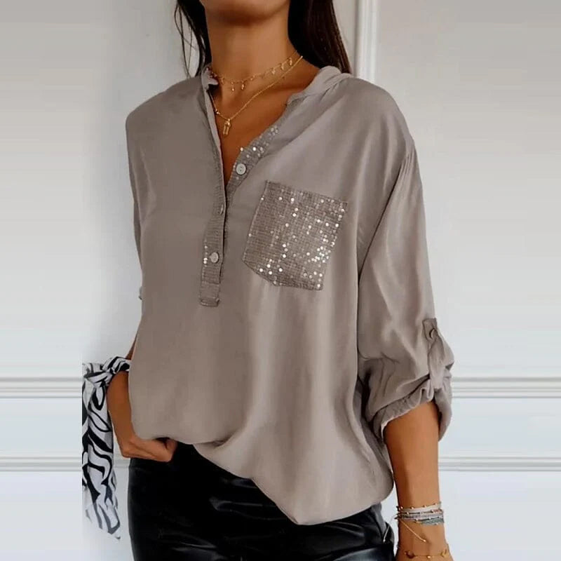 Clarissa™  Shimmering Sequin Mid-Length Shirt