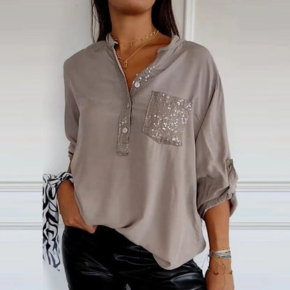 Clarissa™  Shimmering Sequin Mid-Length Shirt