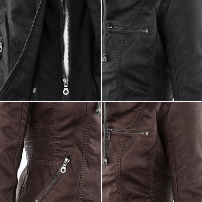 Marlow™ - Leather Hooded Biker Jacket