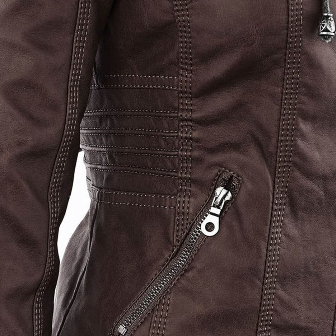 Marlow™ - Leather Hooded Biker Jacket