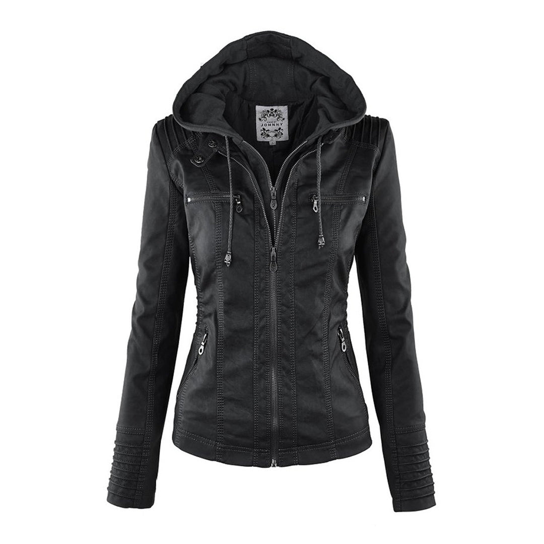 Marlow™ - Leather Hooded Biker Jacket