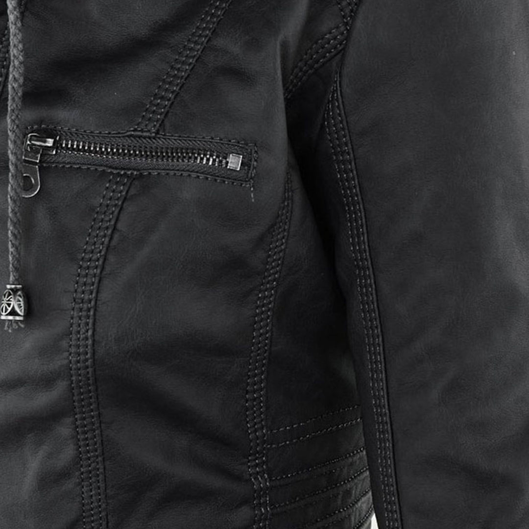 Marlow™ - Leather Hooded Biker Jacket