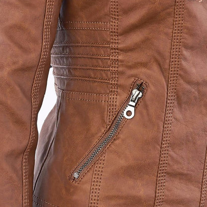 Marlow™ - Leather Hooded Biker Jacket