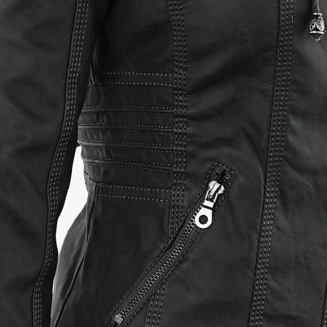 Marlow™ - Leather Hooded Biker Jacket