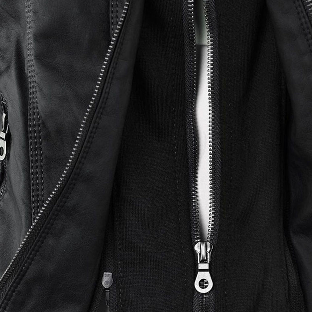 Marlow™ - Leather Hooded Biker Jacket