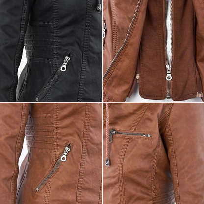 Marlow™ - Leather Hooded Biker Jacket