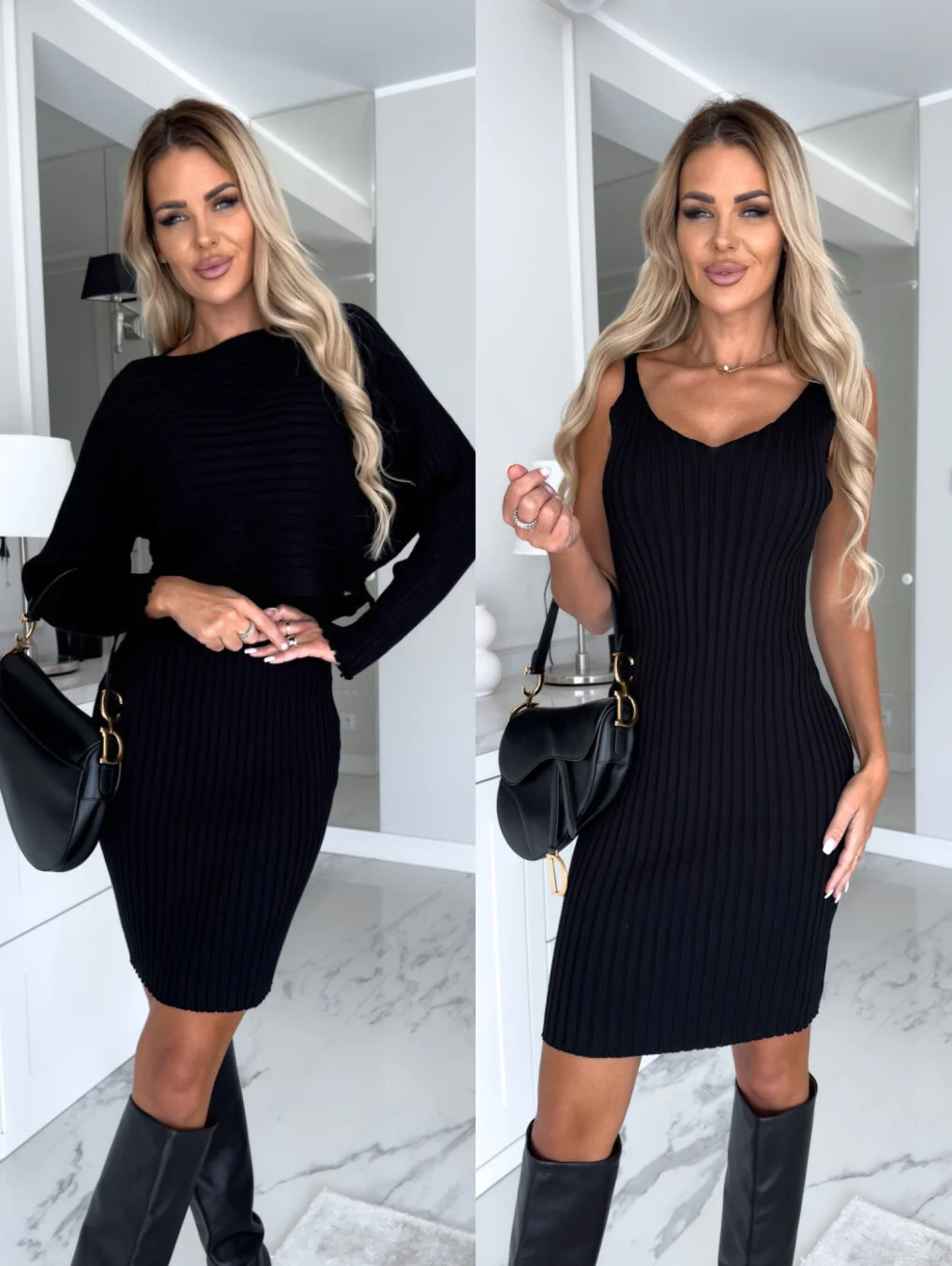 Leya™  2-piece Ribbed Midi Dress with Matching Jumper